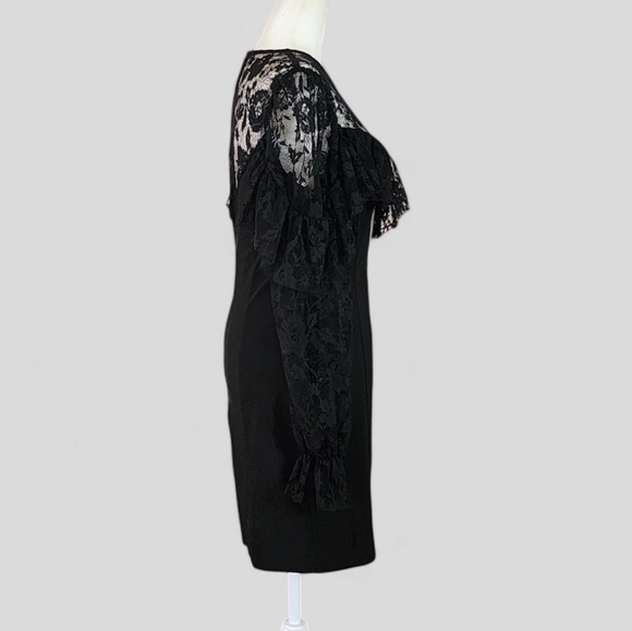 TOP SHOP Illusion Lace Yoke Long Sleeve Body Con Mini Dress - Picture 2 of 7